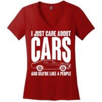 I Just Care About Cars and Maybe Like 4 People Women's V-Neck T-Shirt