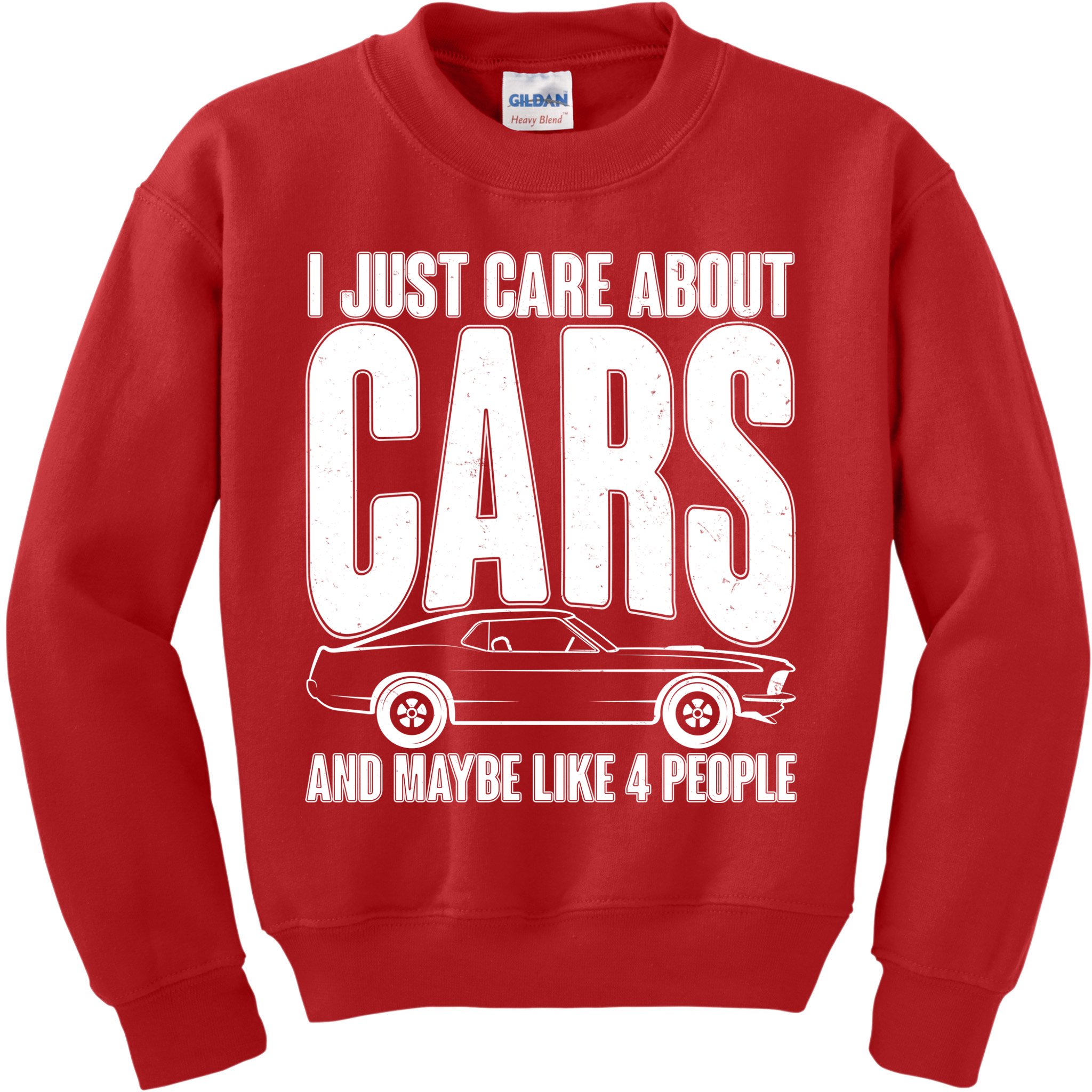 I Just Care About Cars and Maybe Like 4 People Kids Sweatshirt