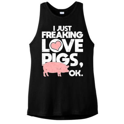 I Just Freaking Love Pigs OK Ladies PosiCharge Tri-Blend Wicking Tank