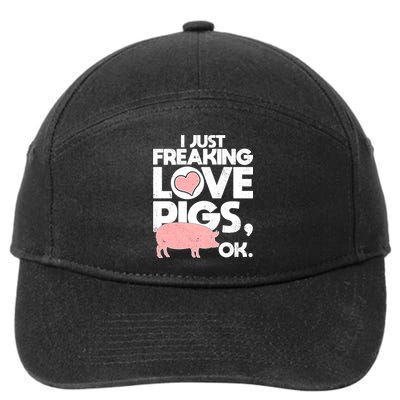 I Just Freaking Love Pigs OK 7-Panel Snapback Hat