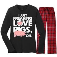 I Just Freaking Love Pigs OK Women's Long Sleeve Flannel Pajama Set 