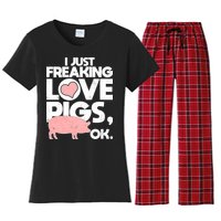 I Just Freaking Love Pigs OK Women's Flannel Pajama Set