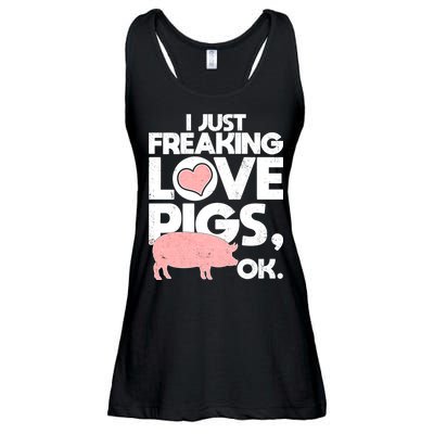 I Just Freaking Love Pigs OK Ladies Essential Flowy Tank