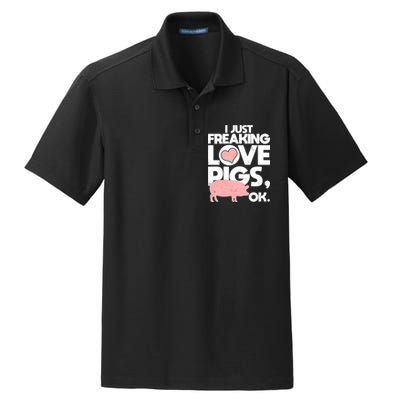 I Just Freaking Love Pigs OK Dry Zone Grid Polo