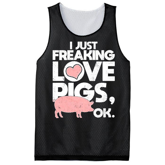 I Just Freaking Love Pigs OK Mesh Reversible Basketball Jersey Tank