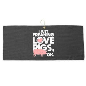 I Just Freaking Love Pigs OK Large Microfiber Waffle Golf Towel