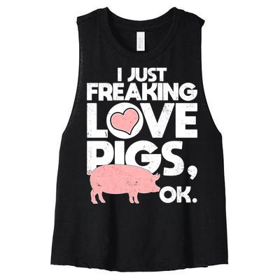 I Just Freaking Love Pigs OK Women's Racerback Cropped Tank