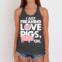 I Just Freaking Love Pigs OK Women's Knotted Racerback Tank