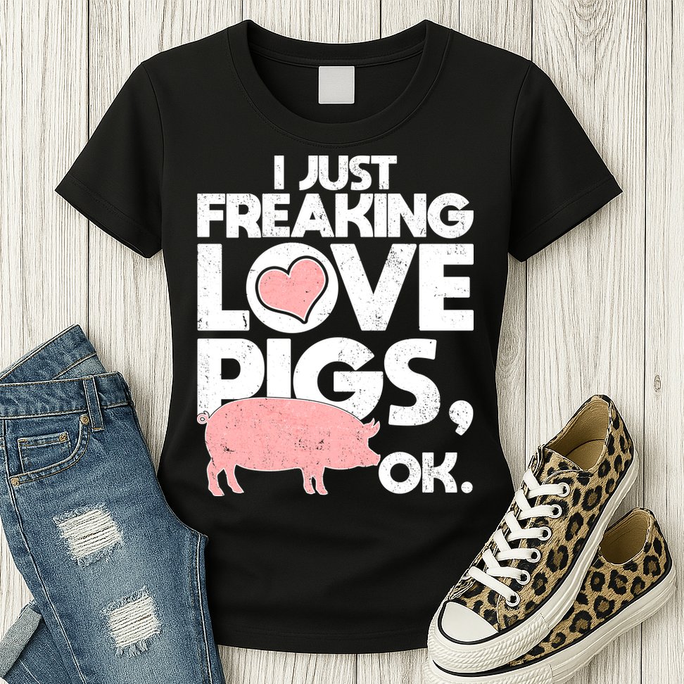 I Just Freaking Love Pigs OK Womens T-Shirt