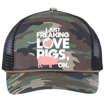 I Just Freaking Love Pigs OK Retro Rope Trucker Hat Cap