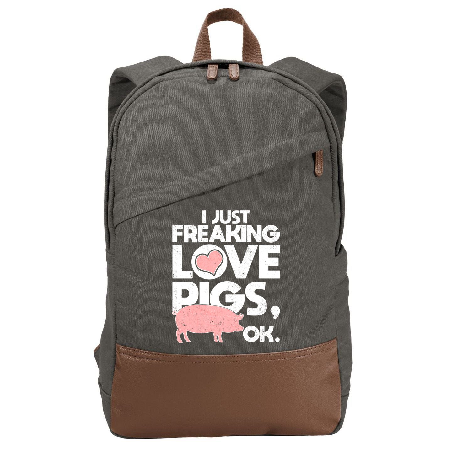 I Just Freaking Love Pigs OK Cotton Canvas Backpack