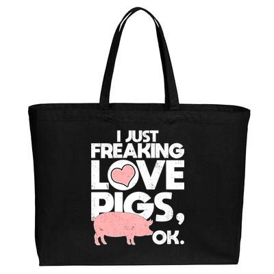 I Just Freaking Love Pigs OK Cotton Canvas Jumbo Tote