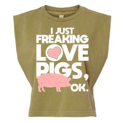 I Just Freaking Love Pigs OK Garment-Dyed Women's Muscle Tee