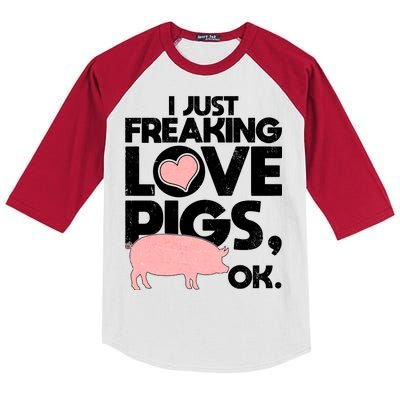 I Just Freaking Love Pigs OK Kids Colorblock Raglan Jersey