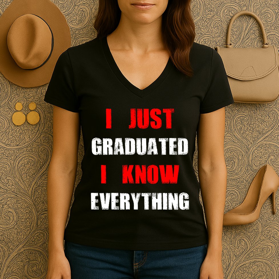 I Just Graduated I Know Everything Graduation Women's V-Neck T-Shirt