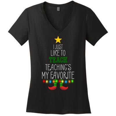 I Just Like To Teach, Teachings My Favorite Women's V-Neck T-Shirt