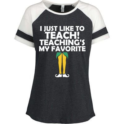 I Just like to Teach Teaching's My Favorite Elves Enza Ladies Jersey Colorblock Tee