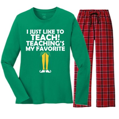 I Just like to Teach Teaching's My Favorite Elves Women's Long Sleeve Flannel Pajama Set 