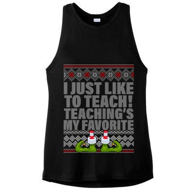 I Just Like To Teach Ugly Christmas Sweaters For Teachers Ladies PosiCharge Tri-Blend Wicking Tank