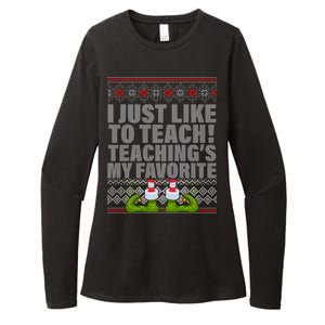 I Just Like To Teach Ugly Christmas Sweaters For Teachers Womens CVC Long Sleeve Shirt