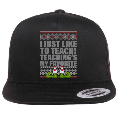 I Just Like To Teach Ugly Christmas Sweaters For Teachers Flatbill Hat