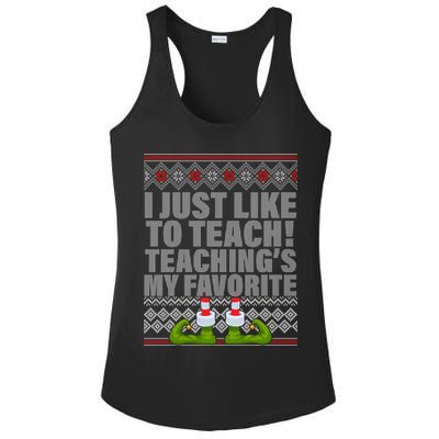 I Just Like To Teach Ugly Christmas Sweaters For Teachers Ladies PosiCharge Competitor Racerback Tank