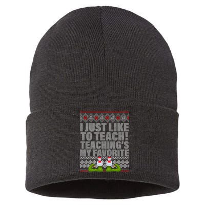I Just Like To Teach Ugly Christmas Sweaters For Teachers Sustainable Knit Beanie