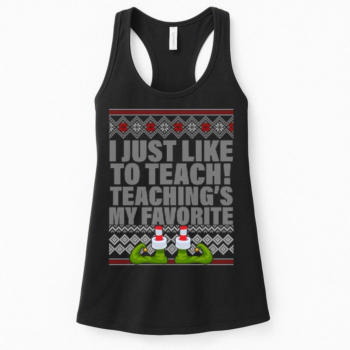 I Just Like To Teach Ugly Christmas Sweaters For Teachers Womens Tank Top