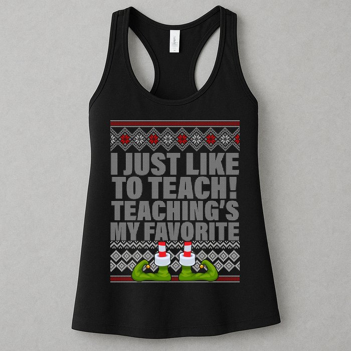 I Just Like To Teach Ugly Christmas Sweaters For Teachers Womens Tank Top