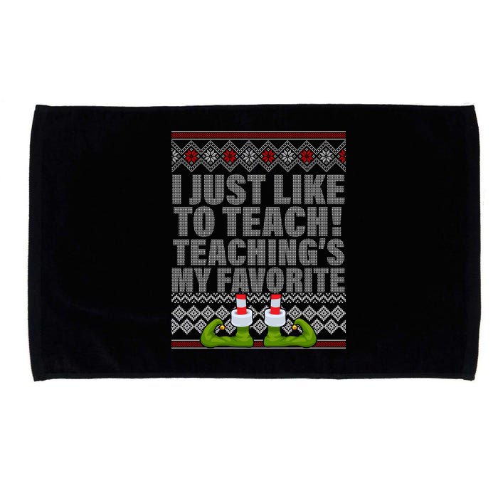 I Just Like To Teach Ugly Christmas Sweaters For Teachers Microfiber Hand Towel