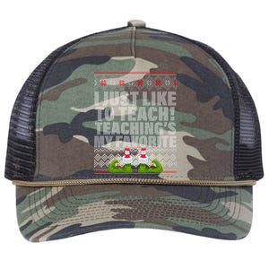 I Just Like To Teach Ugly Christmas Sweaters For Teachers Retro Rope Trucker Hat Cap