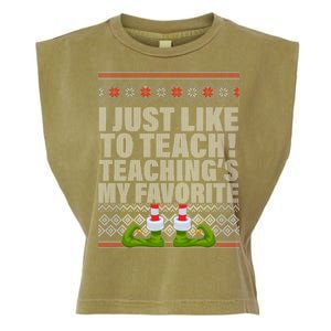 I Just Like To Teach Ugly Christmas Sweaters For Teachers Garment-Dyed Women's Muscle Tee