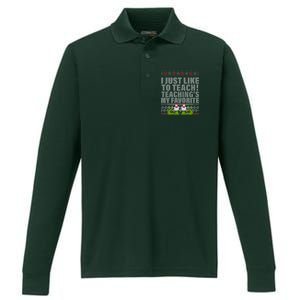 I Just Like To Teach Ugly Christmas Sweaters For Teachers Performance Long Sleeve Polo