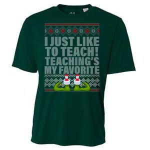 I Just Like To Teach Ugly Christmas Sweaters For Teachers Cooling Performance Crew T-Shirt