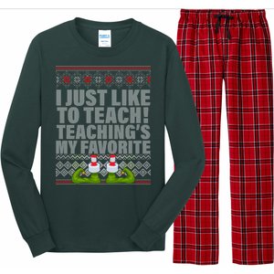 I Just Like To Teach Ugly Christmas Sweaters For Teachers Long Sleeve Pajama Set