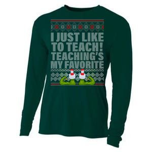 I Just Like To Teach Ugly Christmas Sweaters For Teachers Cooling Performance Long Sleeve Crew