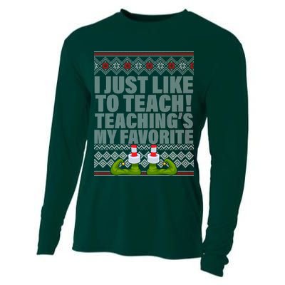 I Just Like To Teach Ugly Christmas Sweaters For Teachers Cooling Performance Long Sleeve Crew