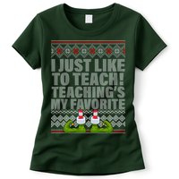 I Just Like To Teach Ugly Christmas Sweaters For Teachers Womens T-Shirt