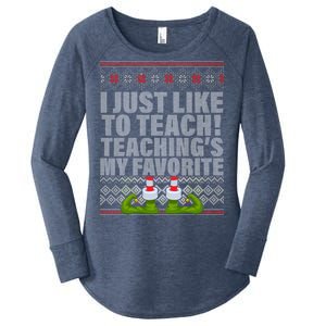 I Just Like To Teach Ugly Christmas Sweaters For Teachers Women's Perfect Tri Tunic Long Sleeve Shirt