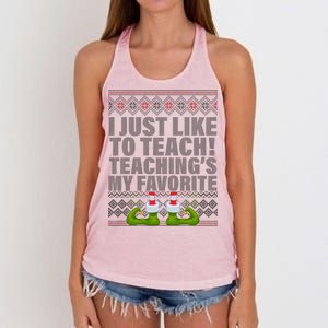 I Just Like To Teach Ugly Christmas Sweaters For Teachers Women's Knotted Racerback Tank