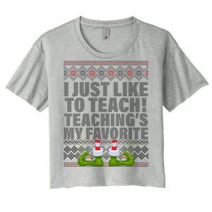 I Just Like To Teach Ugly Christmas Sweaters For Teachers Women's Crop Top Tee