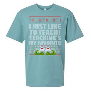 I Just Like To Teach Ugly Christmas Sweaters For Teachers Sueded Cloud Jersey T-Shirt