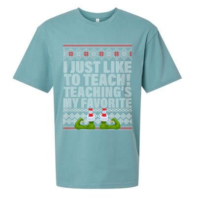 I Just Like To Teach Ugly Christmas Sweaters For Teachers Sueded Cloud Jersey T-Shirt