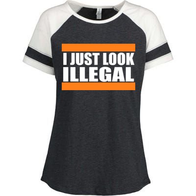 I Just Look Illegal Box Enza Ladies Jersey Colorblock Tee