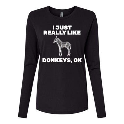 I Just Really Like Donkeys Ok Womens Cotton Relaxed Long Sleeve T-Shirt