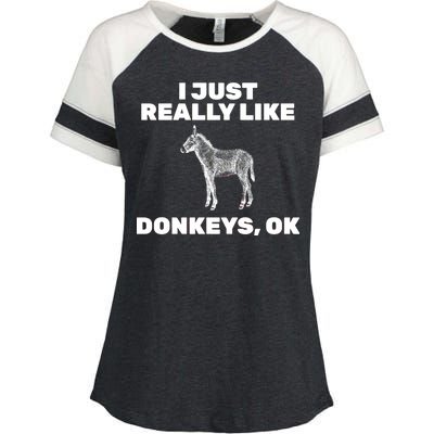 I Just Really Like Donkeys Ok Enza Ladies Jersey Colorblock Tee