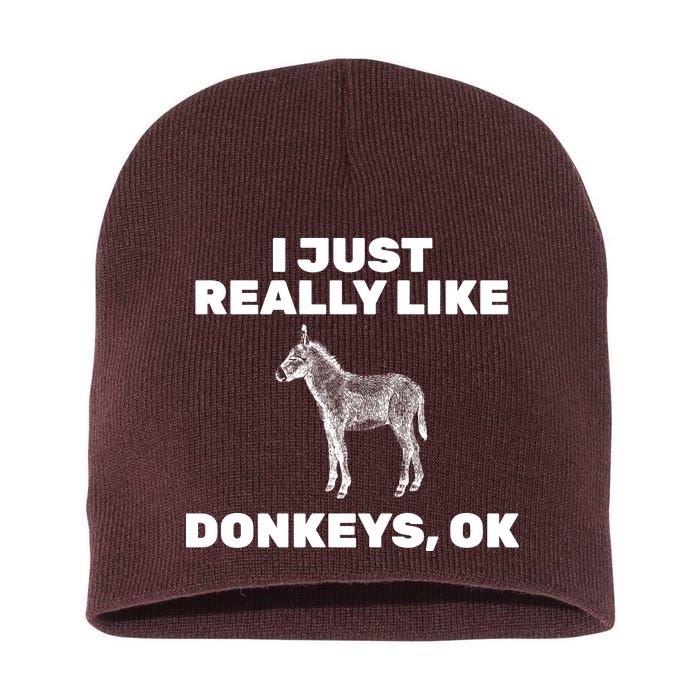 I Just Really Like Donkeys Ok Short Acrylic Beanie