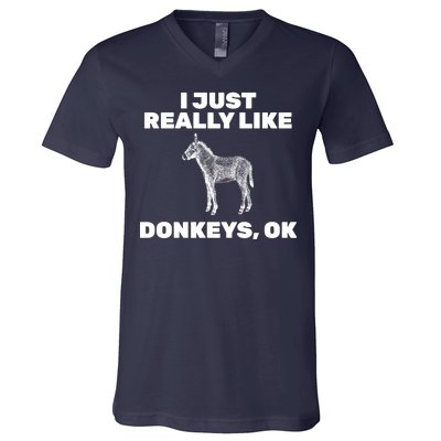 I Just Really Like Donkeys Ok V-Neck T-Shirt