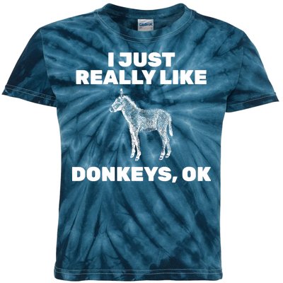 I Just Really Like Donkeys Ok Kids Tie-Dye T-Shirt