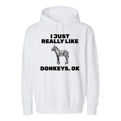 I Just Really Like Donkeys Ok Garment-Dyed Fleece Hoodie